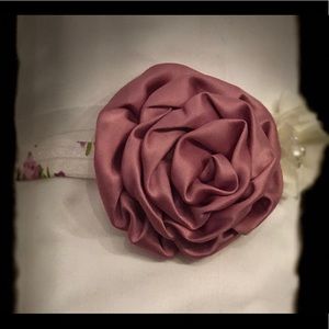 Custom Mauve and Cream Satin Rose Headband